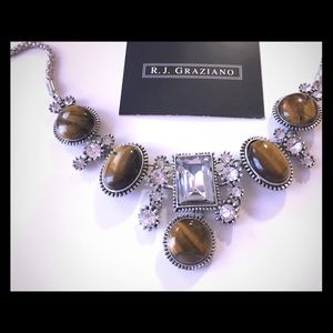 A tigereye and diamond necklace and earring set